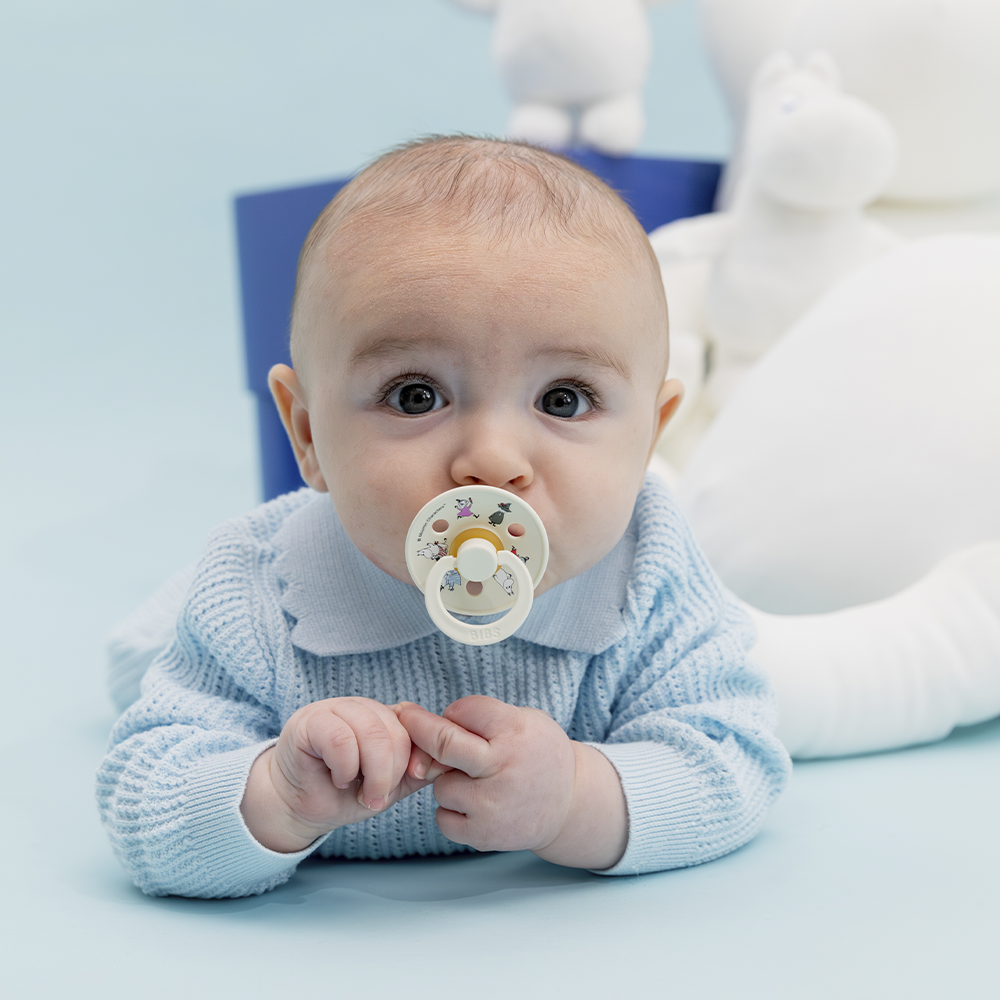 BIBS x Moomin Colour Pacifier & Loop Clip Gift Set - Ivory/Sage