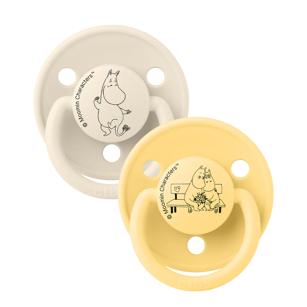BIBS x Moomin De Lux Pacifiers 2 Pack Moomintroll - Ivory/Pale Butter