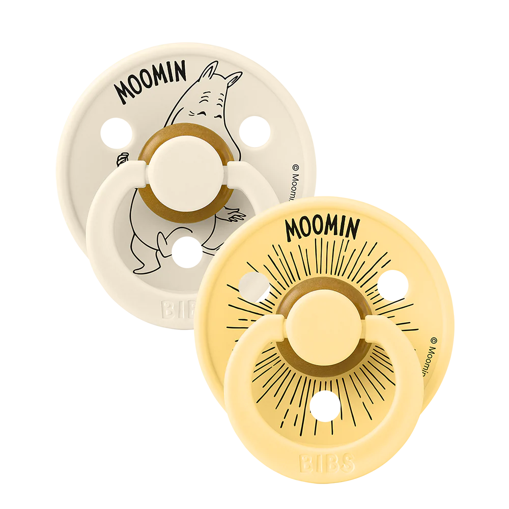 BIBS x Moomin Colour Pacifiers 2 pack Moomintroll- Ivory/Pale Butter