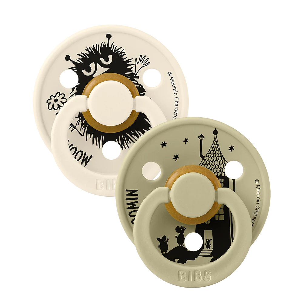 BIBS x Moomin Colour Pacifiers 2 pack Stinky - Ivory/Khaki