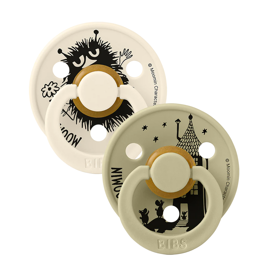 BIBS x Moomin Colour Pacifiers 2 pack Stinky - Ivory/Khaki